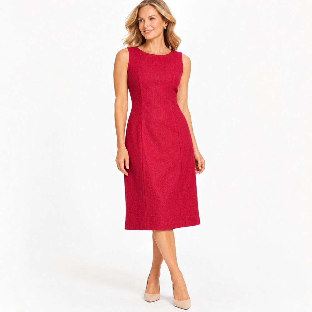 Talbots Women's Size 2 Pink Wool Sheath Dress Sleeveless Career Cocktail Classic